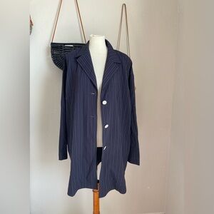 ESCADA Margaret Ley Black Pinstripe 3 Button Blazer Jacket, Size 44